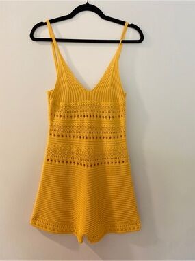 Zara Yellow Crochet Romper | Lemon Yellow | Beach Cover-Up | Size S